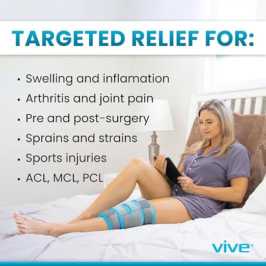 Vive Knee Ice Pack Wrap - Cold/Hot Gel Compression Brace - Heat Support | Strap for Arthritis Pain, Tendonitis, ACL, Athletic Injury, Osteoarthritis, Women, Men, Running, Meniscus and Patella Surgery