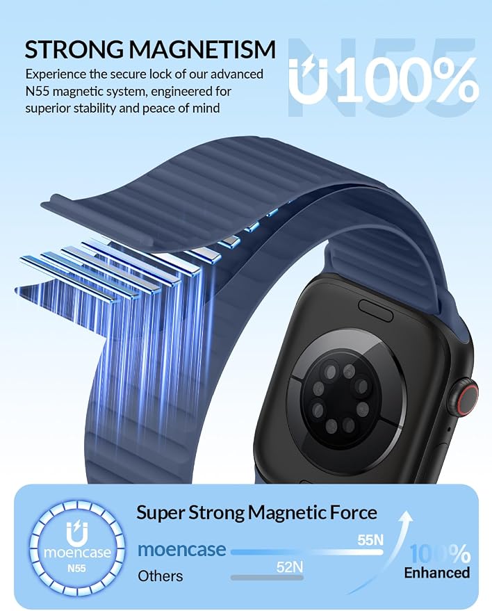Patented Magnetic Silicone Sport Band for Apple Watch Bands for Women Men | Soft Silicone Solo Loop 40mm 38mm 41mm 44mm 45mm 42mm 49mm, Sport Strap for iWatch Series 11 10 9 8 7 6 5 4 3 2 1 SE Ultra