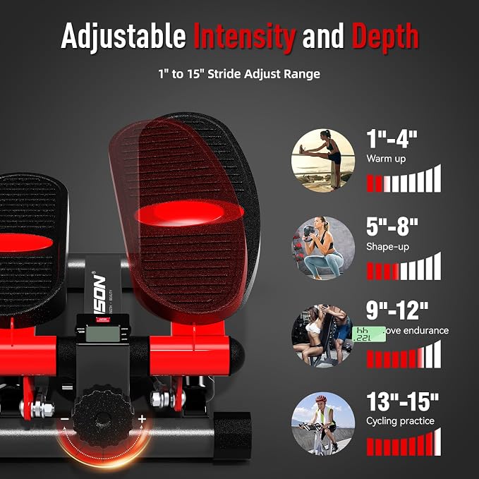 HARISON Mini Stepper with LCD Monitor, 330 LB Capacity for Home Cardio | Compact Stair Training Machine With Quiet Hydraulic Resistance, Portable Design For Under Desk Workouts & Small Spaces