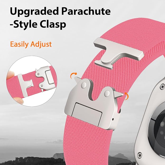Elastic Sport Band for Apple Watch Ultra 3/2/1 Bands 49mm 46mm 45mm 44mm 42mm 41mm 40mm 38mm Men Women, Adjustable Parachute Buckle Nylon Fabric Wristband for iWatch Series 11 10 SE 9 8 7 6 5 4 3