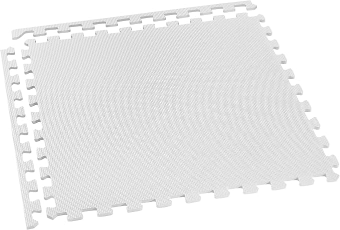 We Sell Mats 1/2" Thick Multipurpose EVA Foam Exercise Floor Mat, Interlocking Tiles, Anti-Fatigue for Home or Gym, 24 in x 24 in, 12 Tiles, White