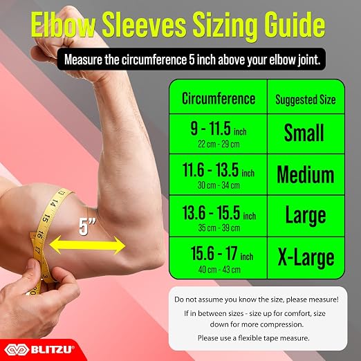 BLITZU Elbow Compression Sleeve for Tendonitis, Tennis Elbow Brace 2 Pack M | Targeted Arm Support, Joint Stability, Muscle Recovery, Workout Protection, Tendonitis & Arthritis Relief, All-Day Comfort