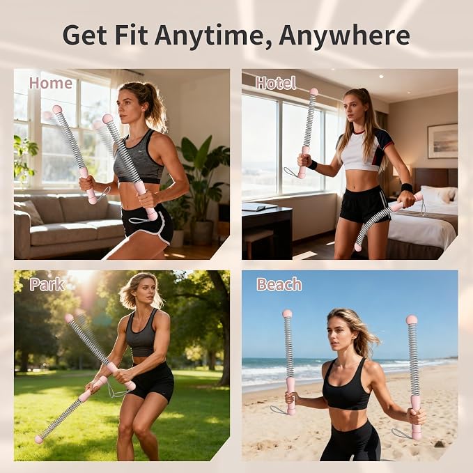 Ropeless Battle Ropes Weighted — 2 Pack Portable Cordless Battle Ropes for HIIT & Cardio Full-Body Workout Tool with Non-Slip Spiral Handles, Travel-Friendly Home Gym Equipment for Women & Men