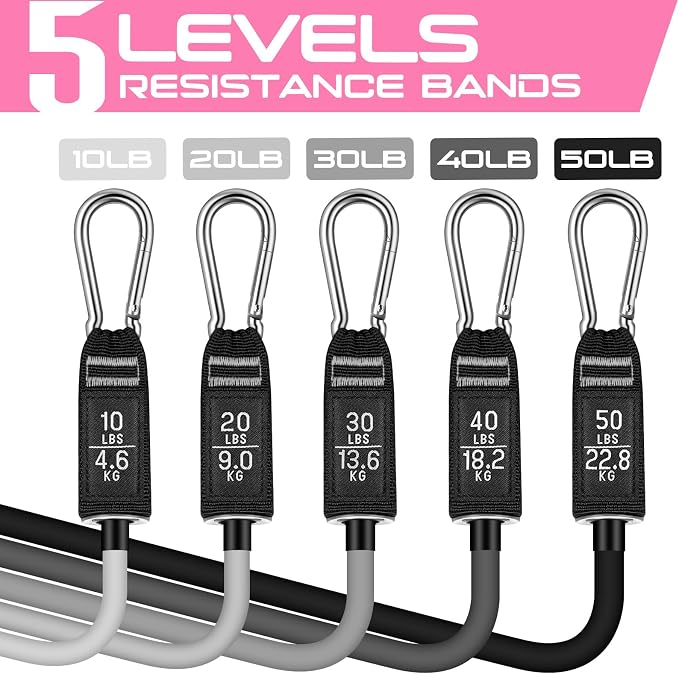 RENRANRING Resistance Bands for Working Out, 150LBS Exercise Bands, Workout Bands, Resistance Bands Set with Handles for Men Women, Legs Ankle Straps