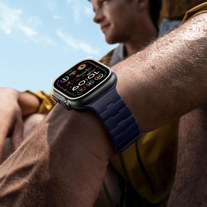 Bandletic Magnetic Silicone Watchband Compatible with All Apple Watch | Strong Magnet Sport Strap for iWatch Ultra 49mm Series 11-1 SE 46mm 45mm 44mm 42mm 41mm 40mm 38mm, Ideal for Men Women