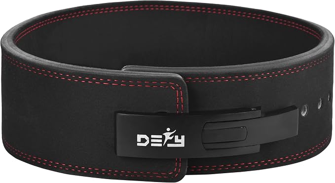 DEFY Weightlifting Lever Belt – 4” Wide Powerlifting Strongman Gym Belt for Men & Women – 10MM Lever Belt for Lower Back Support, Workout, Deadlift & IPF Bodybuilding