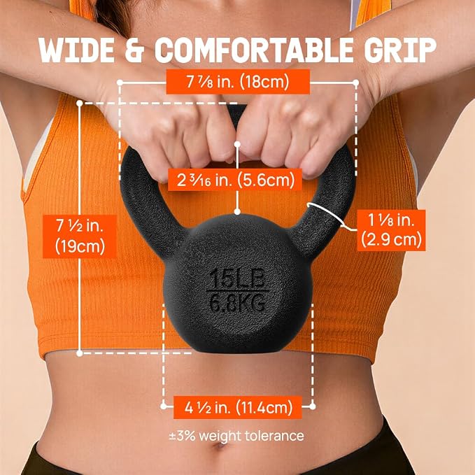 Yes4All Cast Iron Kettlebell, Strength Training Kettlebells 5-80 Lb (5,10,15,20,25,30,35,40,45,50,60,70,80 Lb) for Full Body Workout, Push up, Strength Training - Single & Kettlebell Set of 2 for Men