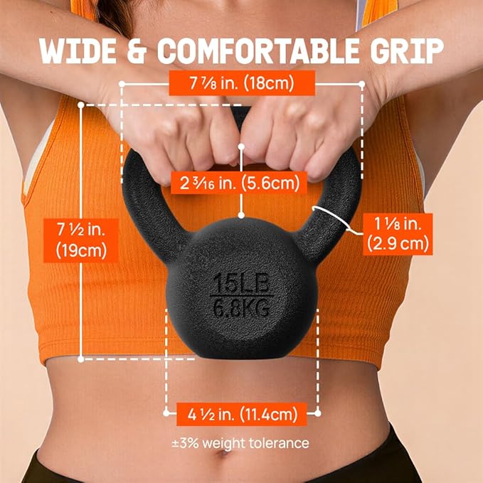 Yes4All Cast Iron Kettlebell, Strength Training Kettlebells 5-80 Lb (5,10,15,20,25,30,35,40,45,50,60,70,80 Lb) for Full Body Workout, Push up, Strength Training - Single & Kettlebell Set of 2 for Men