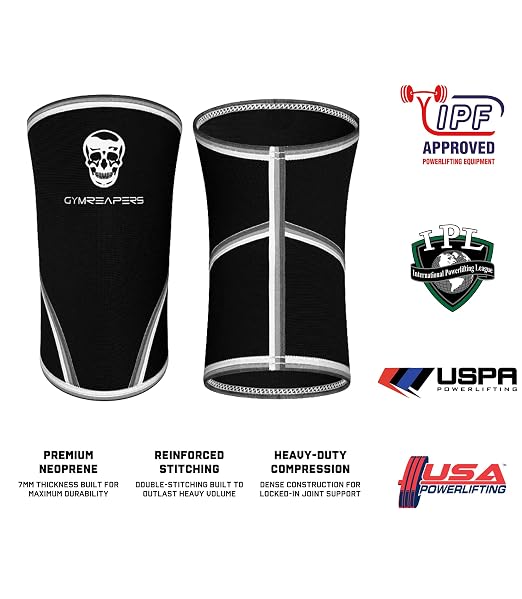 Gymreapers Knee Sleeves (1 Pair) Free Gym Bag - Knee Sleeve & Compression Brace for Squats, Fitness, Weightlifting, and Powerlifting 7MM Sleeve Pair - For Men & Women - 1 Year Warranty (Medium)