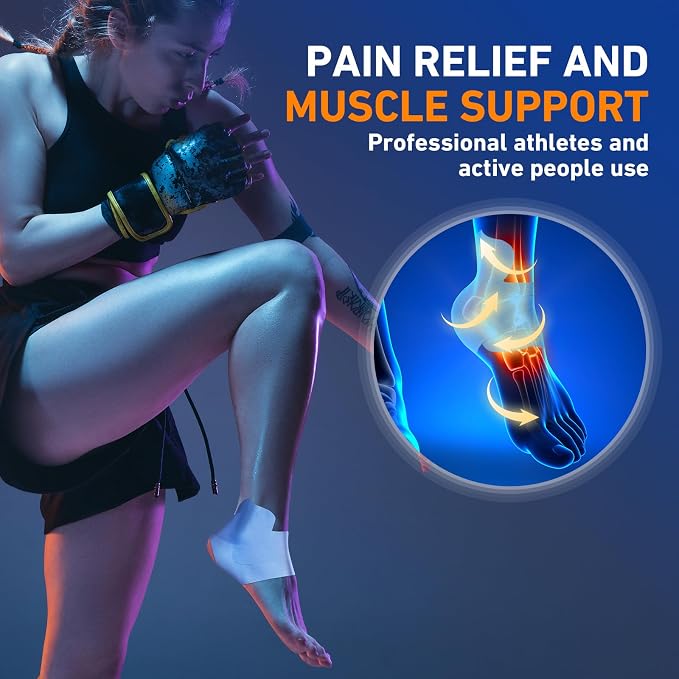 KTQUICK Precut Kinesiology Tape for Ankle,12PCS,20% Stronger Adhesive,Blue | Ankle Support Tape with Premium Cotton, Breathable, Waterproof, Latex-Free Athletic Tape for Running, Training & Hiking