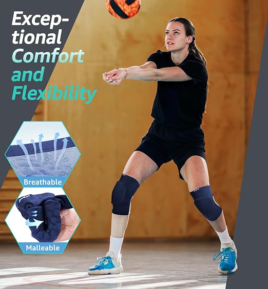 Knee Pads for Kids Youth Adult, Basketball Baseball Knee Brace Knee Support, Collision Avoidance Kneepad Compression Knee Sleeve for Volleyball Football Cycling Running (Navy Blue, XS)