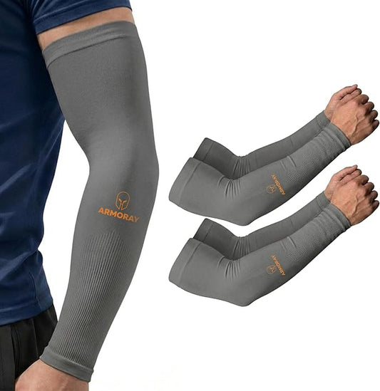 ARMORAY Arm Sleeves for Men and Women - UV Sun Protection Cooling Compression - Tattoo Cover Up Sleeve for Daily Wear & Work