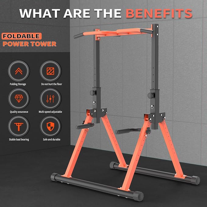 Z ZHICHI Foldable Pull-Up Dip Station Weight Capacity 400LBS