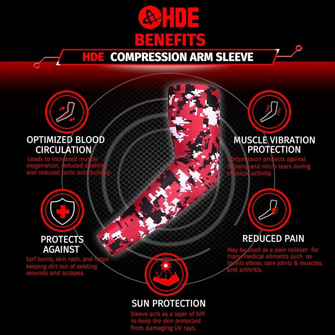 HDE Arm Compression Sleeves for Kids Basketball Shooting Sleeve Youth Sports Cooling Sun Protection Football Baseball 1 Pair