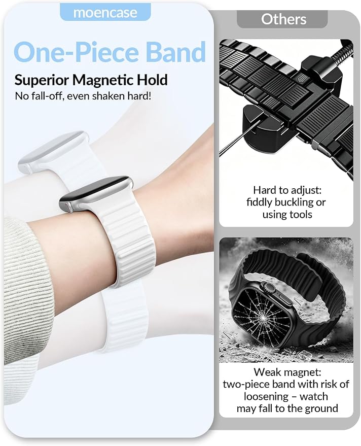 Patented Magnetic Silicone Sport Band for Apple Watch Bands for Women Men | Soft Silicone Solo Loop 40mm 38mm 41mm 44mm 45mm 42mm 49mm, Sport Strap for iWatch Series 11 10 9 8 7 6 5 4 3 2 1 SE Ultra