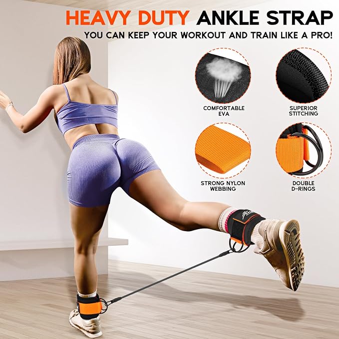 HPYGN Ankle Resistance Bands, Ankle Bands for Working Out with Cuffs, Resistance Bands for Leg Butt Training Workout Equipment for Kickbacks Hip Gluteus Training, Ankle Strap with Exercise Bands