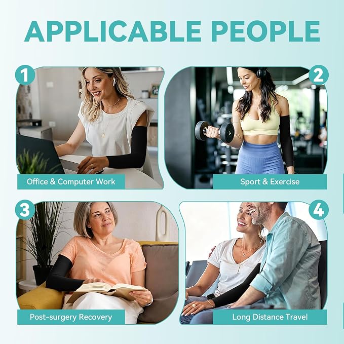 20-30 mmHg Compression Lymphedema Arm Sleeves for Women (Single） | Compression Full Arm Support for Swelling Recovery Circulation, Arthritis, Bursitis, Edema