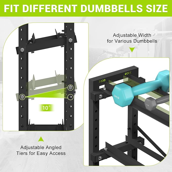Eocnrhe Dumbbell Rack Stand Only, Weight Rack for Home Gym, 3-Tier Adjustable Dumbell Rack Heavy-Duty Weight Stand for Dumbbells Kettlebells