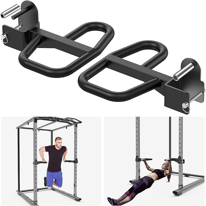 SELEWARE Dip Bar Attachment for Power Rack, 2 x 2 Tube, Multi Grip Handle | Fully Welded Steel Design, Stable Support for Dips, Pull Ups and Strength Training, Ideal for Home Gym Workouts