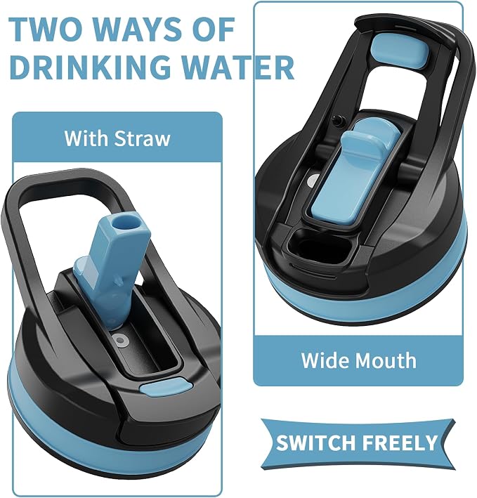 64oz Half Gallon Water Bottle with Straw & Chug Lid, Dishwasher Safe BPA-Free PP Plastic Jug, Heavy Duty Shatter-proof Gym Bottle with Handle & Carrying Strap