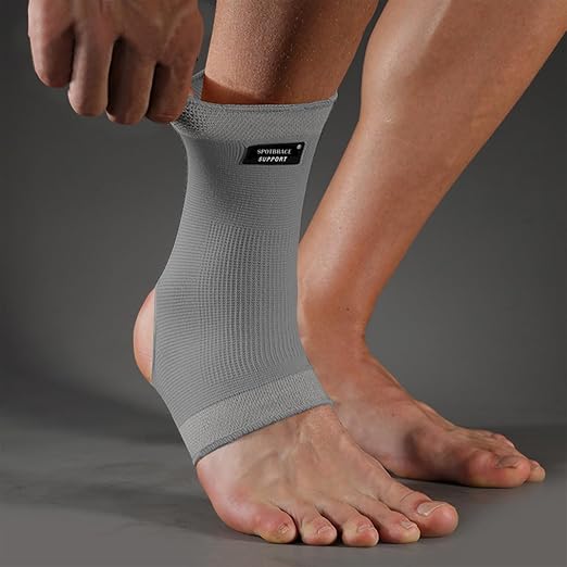SPOTBRACE Ankle Brace Compression Sleeve, Ankle Support For Women Men 2Pack | Elastic, Open Heel, Gray, Breathable, Thin, Soft, Foot Compression Sock Wrap for Swelling, Plantar Fasciitis, Sprain, Size S