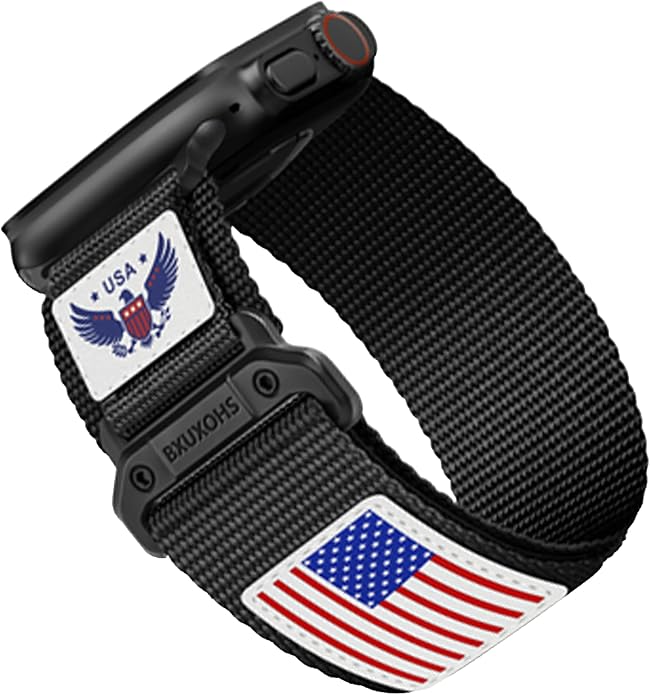 Rugged Nylon- Compatible with Apple Watch Ultra 3/ Ultra 2 Band 49mm Men,Tactical Soft Woven Stars- Stripes Flag Sport Strap for iWatch Bands 46mm 45mm 44mm 42mm Series 11 10 9 8 7 6 5 4 3 2 1 Se