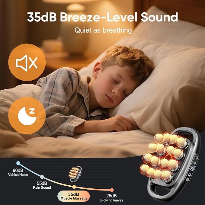 16 Head Massage Gun Deep Tissue - 2026 Upgrade Back Muscle Massager | 3 Modes & 30 Intensities, Portable Quiet Percussion Massager for Legs, Waist, Back, Neck, Buttocks Muscles Pain Relief