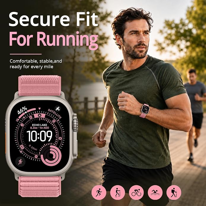 Nylon Loop Sport Band Compatible with Apple Watch Ultra 3 2 Band 49mm 46mm 45mm 44mm 42mm 41mm 40mm 38mm Women Men, Stretchy Strap Elastic Fabric Wristband for iWatch Series 11 10 SE 9 8 7 6 5 4 3 2 1