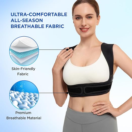 Posture Corrector for Women and Men, Adjustable Upper Back Brace for Clavicle Support and Providing Pain Relief from Neck, Shoulder, and Upper Back (Black, Large/X-Large)