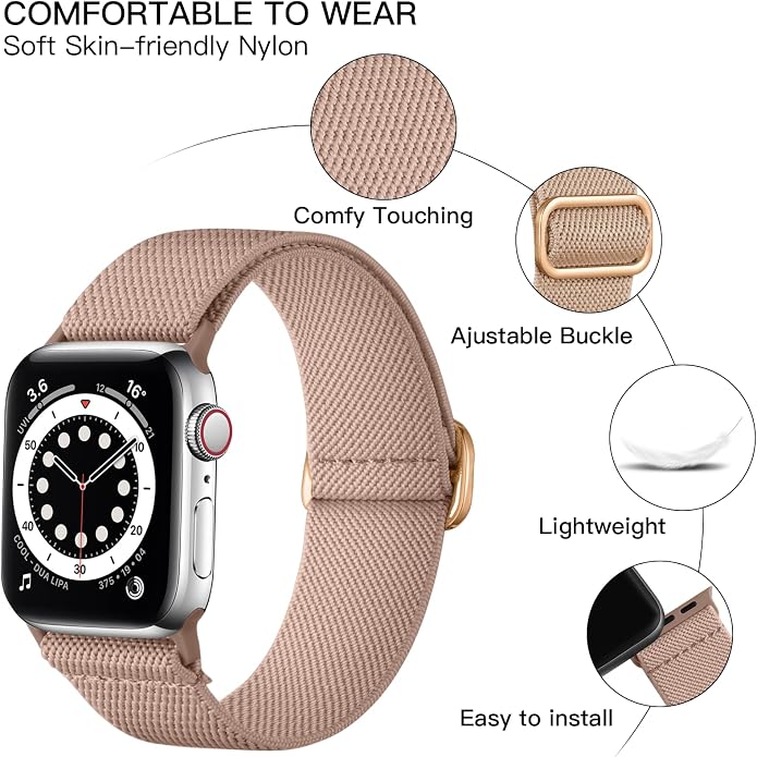 Lerobo Braided Band Compatible with Apple Watch Series 11 10 9 8 7 46mm 45mm 41mm Ultra SE 3 2 1 49mm Series 6 5 4 3 44mm 40mm 38mm 42mm Men iWatch Bands Women Stretchy Nylon Solo Loop Sport Strap