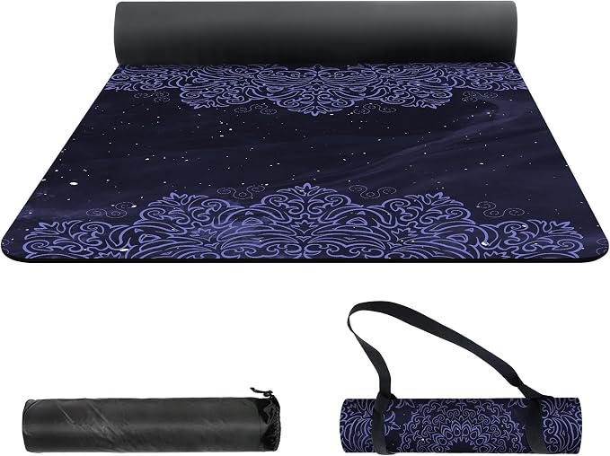 nuveti Yoga Mat Print Extra Thick TPE Non Slip Fitness Exercise Mat with Carrying Bag,72"x24" Extra Thick 6MM Exercise & Workout Mat for Yoga, Pilates Fitness and Floor Exercises