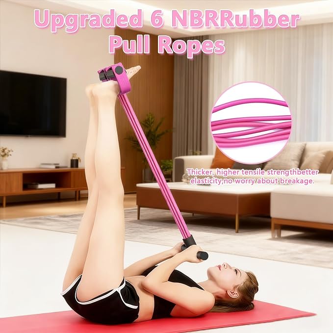 6-Tube Pedal Resistance Band for Women,Fixed High Resistance Foot Pedal Exerciser,Anti-Snap Home Gym Workout Equipment for Abdomen,Waist,Arm,Leg,Glutes,Full Body Toning & Strength Training