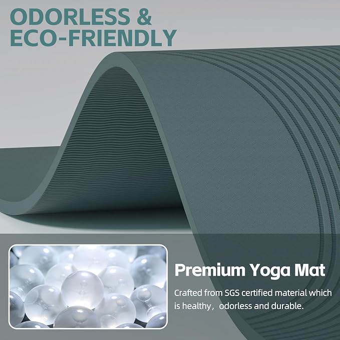 PAIDU Large Yoga Mat, 72"x36"x2/5" POE Non-Slip Exercise Mat | 10MM Thick, POE, non‑slip, ideal for home gym, yoga, pilates, fitness & floor use