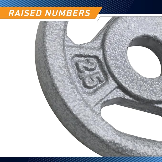 Marcy Classic 1" Cast Iron Standard Grip Plates for Strength Training and Weightlifting
