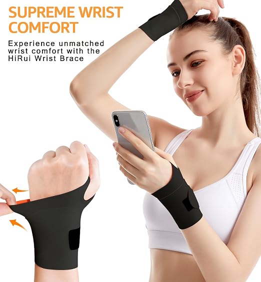 Ultra-Thin Elastic Wrist Brace Wrist Wraps, Compression Wrist Straps Support for Carpal Tunnel Arthritis Tendonitis Sprains Pain Relief Workout, Soft & Comfortable (Black (Pack of 1))