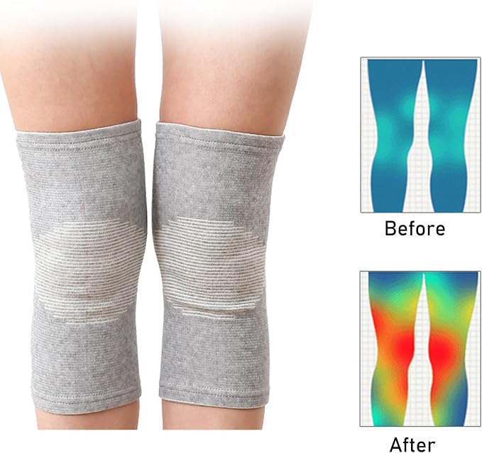 Bamboo Charcoal Knee Sleeve - Bamboo Knee Brace Bamboo Compression Knee Sleeve -Elastic Warm Knee Brace Bmboo Knee Sleeve for Arthritis (Gray, Small)