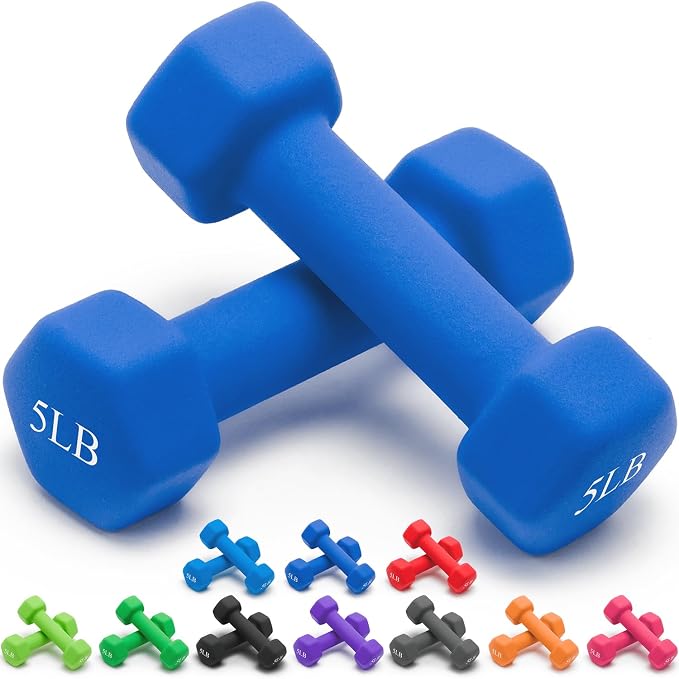 Portzon 8 Colors Options Compatible with Set of 2 Rubber Dumbbell Weight, 5-50 LB, Anti-Slip, Anti-roll, Hex Shape