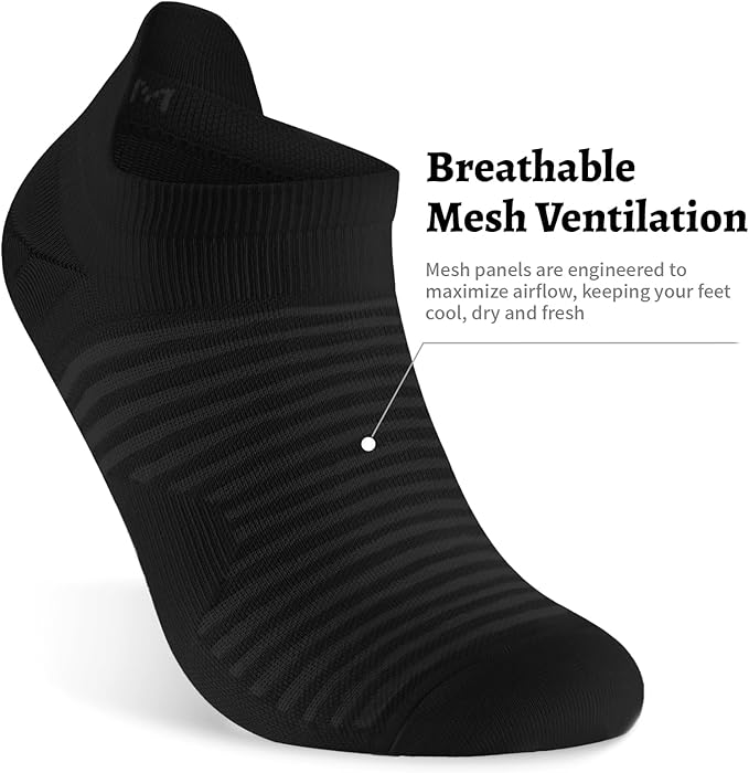 Ankle Compression Socks Men & Women with Arch Support for Running 6 Pairs | Low Cut Ankle Socks with Tab, Breathable Socks for Walking, Gym, Yoga, Cycling, Travel, or Everyday Use