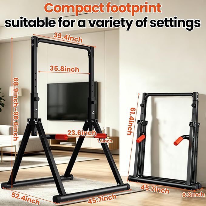 DOBESTS Power Tower Pull Up Bar Free Standing, Foldable Pull Up Station