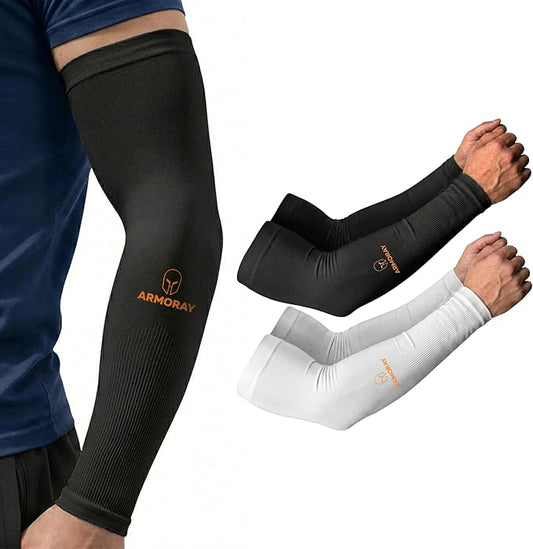 ARMORAY Arm Sleeves for Men and Women - UV Sun Protection Cooling Compression - Tattoo Cover Up Sleeve for Daily Wear & Work
