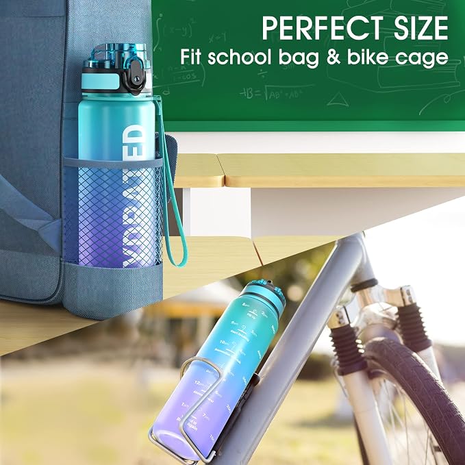 Sahara Sailor Water Bottle 17oz, Tritan Sports Bottle with Time Marker | Bpa Free, Leakproof Wide Mouth With Fast Flow Lid And Cleaning Brush, For Gym School Office Travel, 1 Count