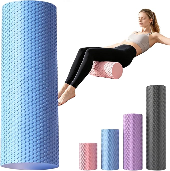 EVA Soft Dot Foam Roller for Exercise, Soft Density Foam Roller for Beginners, Textured Deep Tissue Massager for Yoga, Pilates, Back Muscle Massage & Balance Training，1Pc-S-Blue
