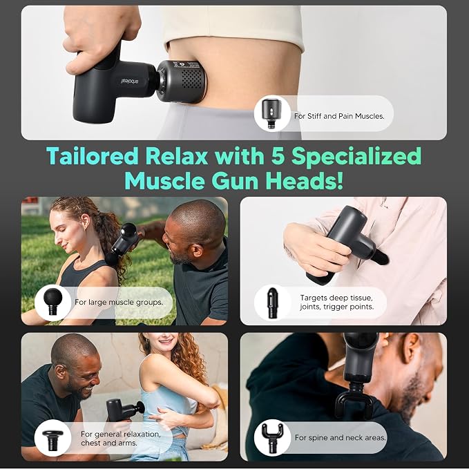 arboleaf Thermacool Massage Gun, Heat and Cold Percussion Back Pain Relief | percussion massage, back pain relief, handheld travel size, ultra-quiet, Gifts for Him and Her