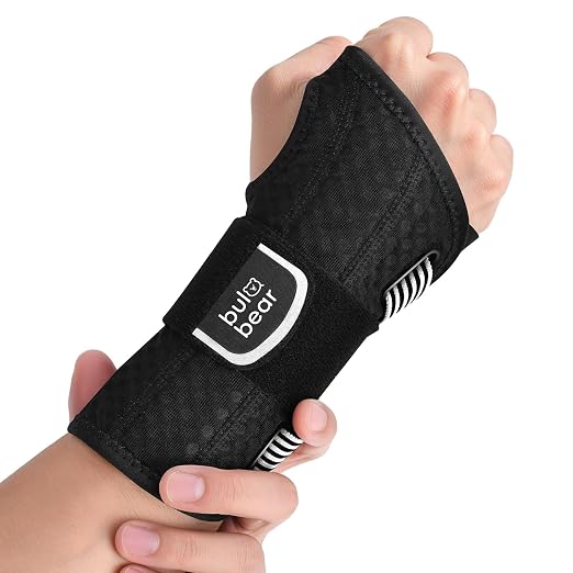 Carpal Tunnel Wrist Brace with Removable Splints, Breathable Wrist Support for Men & Women, Night & Work Support, Pain Relief, Tendonitis, Sprain, Rigid Hand Brace for Arthritis, Right Hand (S/M, Black/Gray)