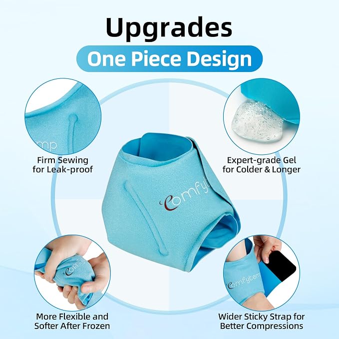 Comfytemp Ankle Ice Pack Wrap for Plantar Fasciitis, Swelling, Foot Pain Relief, FSA Eligible HSA, Gel Packs for Injuries Reusable, Hot Cold Compress for Achilles Tendonitis, Sprained Ankles, 2 Packs | FSA Eligible HSA, Gel Ice Packs for Injuries Reusa...