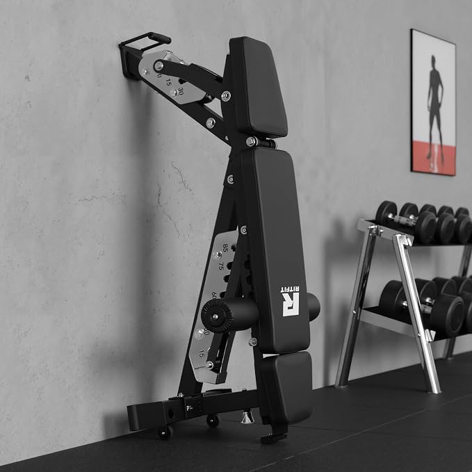 RitFit 3-Section Adjustable Weight Bench for Home Gym, 1600LB Capacity | Incline Decline Flat, 10 Backrest & 5 Headrest Positions, Full Body Strength Training with 14GA Steel Frame