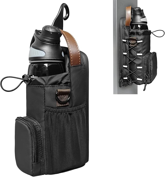 Magnetic Gym Bag for Men and Women, Magnetic Water Bottle Holder for Gym, Small Gym Bag, Gym Gifts for Women and Men (Black-brown, <40 OZ)