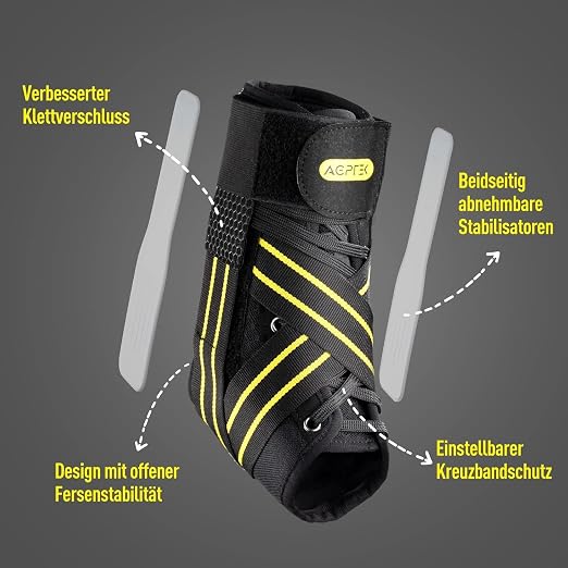 Ankle Brace for Women Men, Lace Up Foot Stabilizer for Sprained Ankle | 2 Removable Side Stabilizers, Quick Lace-Up, Figure 8 Support, Adujustable, Fit for Achilles Tendonitis, Injured Ankle