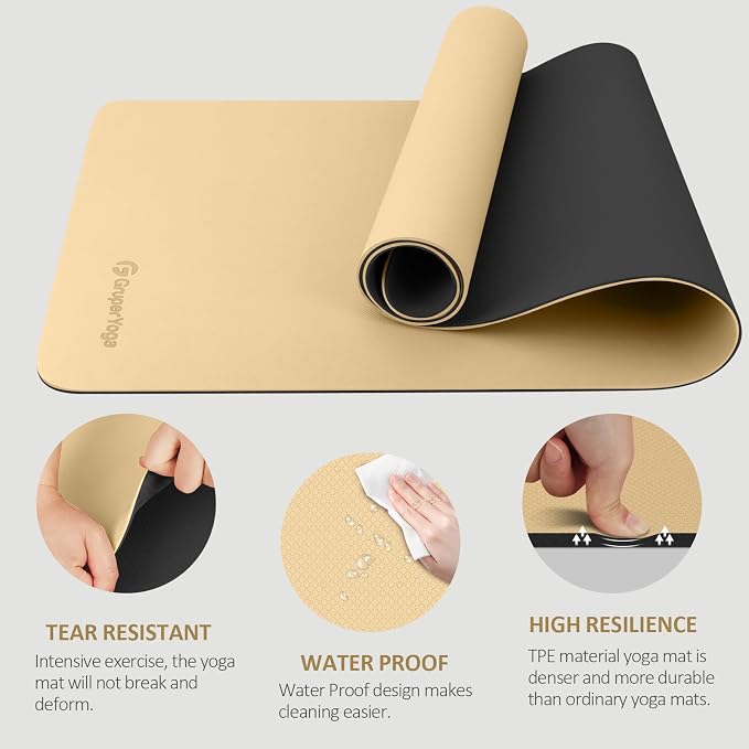 Gruper Yoga Mat Non Slip, 72"L x 24"W x 0.24"/0.32"TH, Anti-Tear Exercise Mat with Carrying Strap and Bag, Pro TPE Yoga Mats for Women, Workout Mats for Home, Pilates and Floor Exercises