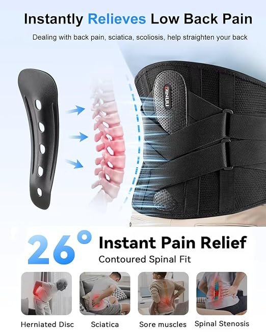 Dual X-Back Brace for Lower Back Pain Relief with Bionic Support System, 8X Powerful Lumbar Support Belt for Men Women, Back Support Belt with 3D Pad, Breathable Back Support Brace with Adjustable Strap for Sciatica,Black,XX-Large(Waist:49.2-55.1 Inch)